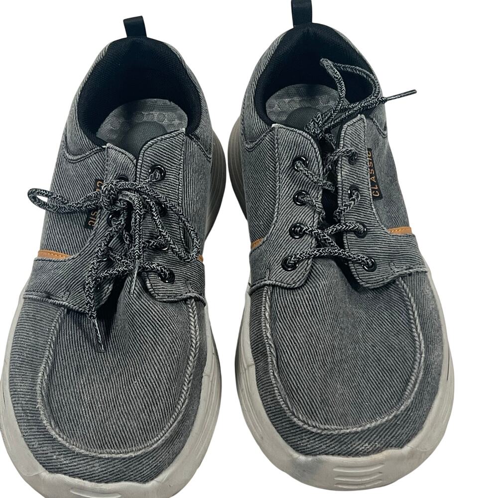 Men's Classic Brand Gray Black Canvas Sneakers Breathable Shoes Size 44/10/10.5